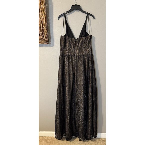 Dress The Population Danae Deep V-Neck Black Lace Gown-Size XXL Maxi NEW - Picture 7 of 10